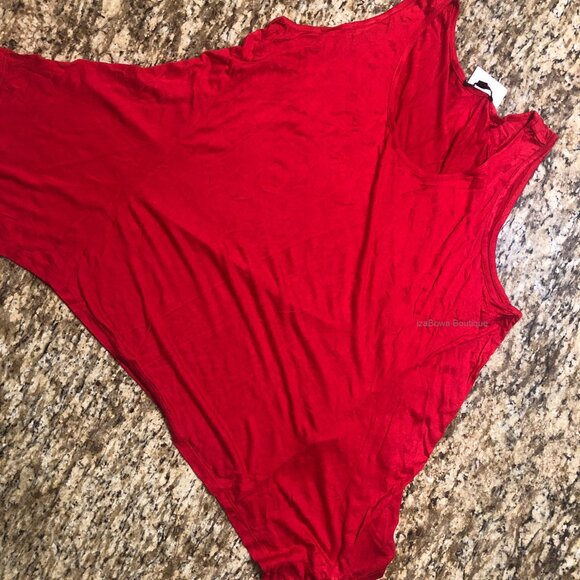 Ambiance Tops - Red Sleeveless Sharkbite Top  (2)
